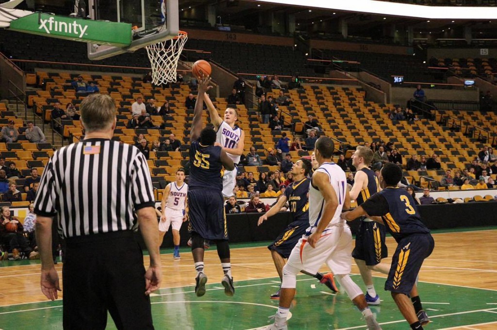 Kiritsy (six points, six rebounds) goes up for the layup over the Andover defender. Photo by Nina Berezin
