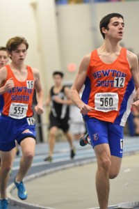 Junior Peter Stephens (left) and sophomore Seth Walensky (right) push ahead in the two mile run at DCL Championships. Photo courtesy of John Sangiolo